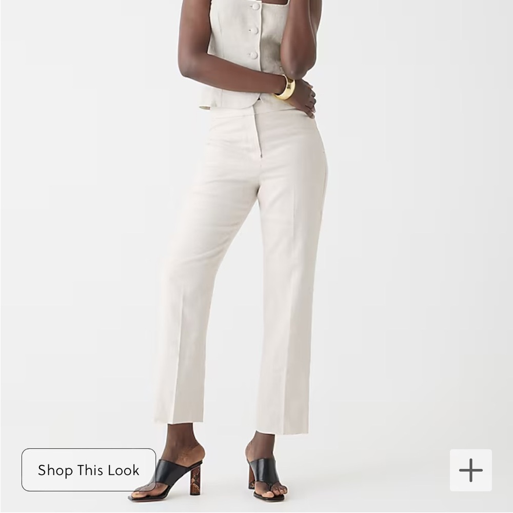 NEW WITH TAGS J. Crew White Kate Straight Leg Stretch Linen Blend Pants Petite 0